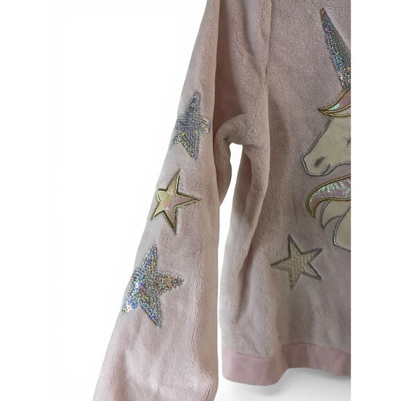 Wonder Nation Girls Pink Plush Long-Sleeve Unicorn Sweatshirt L 10-12 Plus - Picture 3 of 10